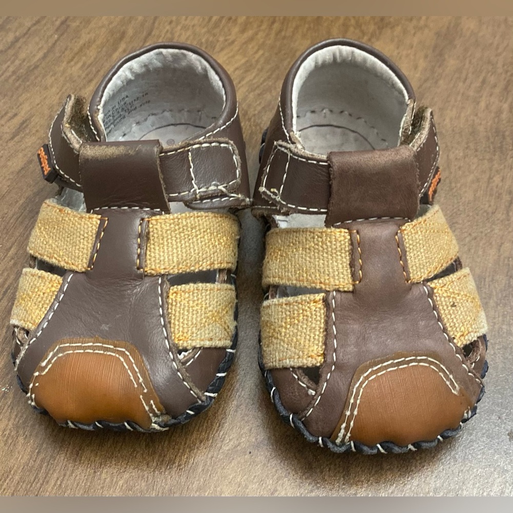 Pediped Brown and Tan Baby Walker Shoes